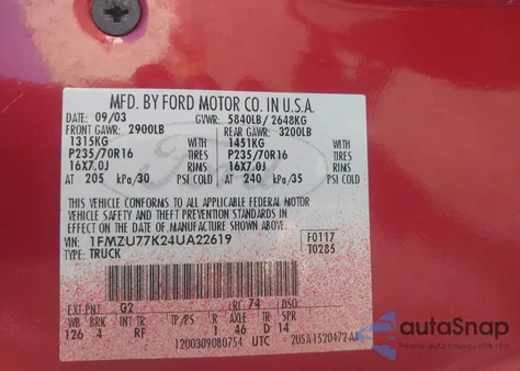 2004 Ford Explorer Sport Trac Adrenalin/Xls/Xlt z USA, uszkodzony, nr VIN 1FMZU77K24UA22619